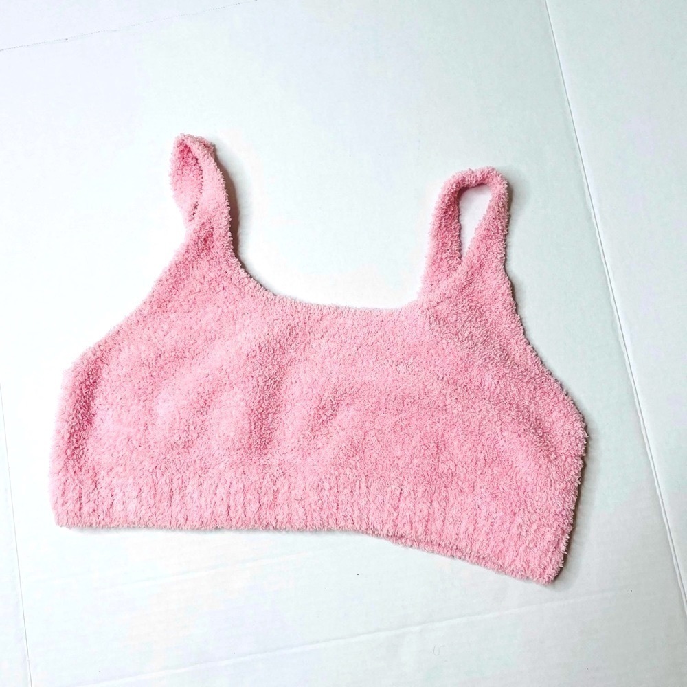 COLSIE Pink Fuzzy Knit Cropped Scoop Neck Bralette Size Large